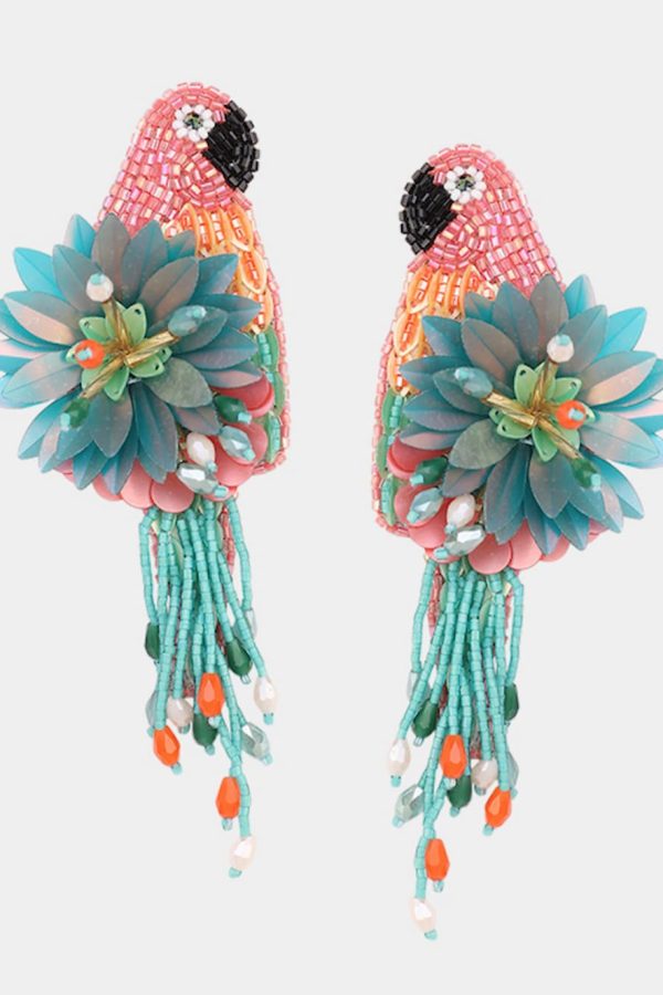 Olivia Dar Parrot Earrings Turquoise Pink