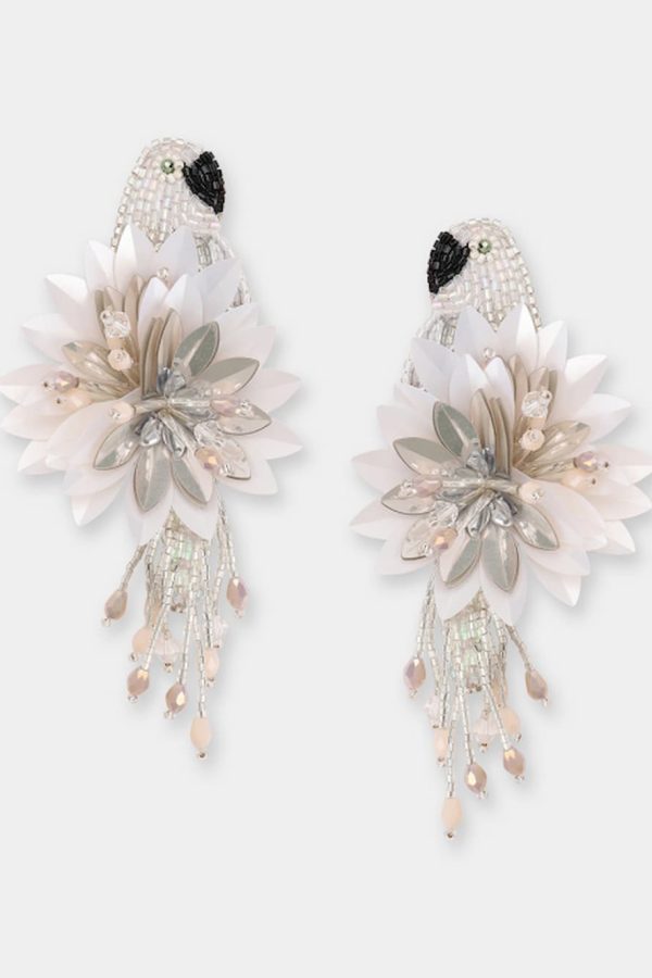 Olivia Dar Parrot Earrings White