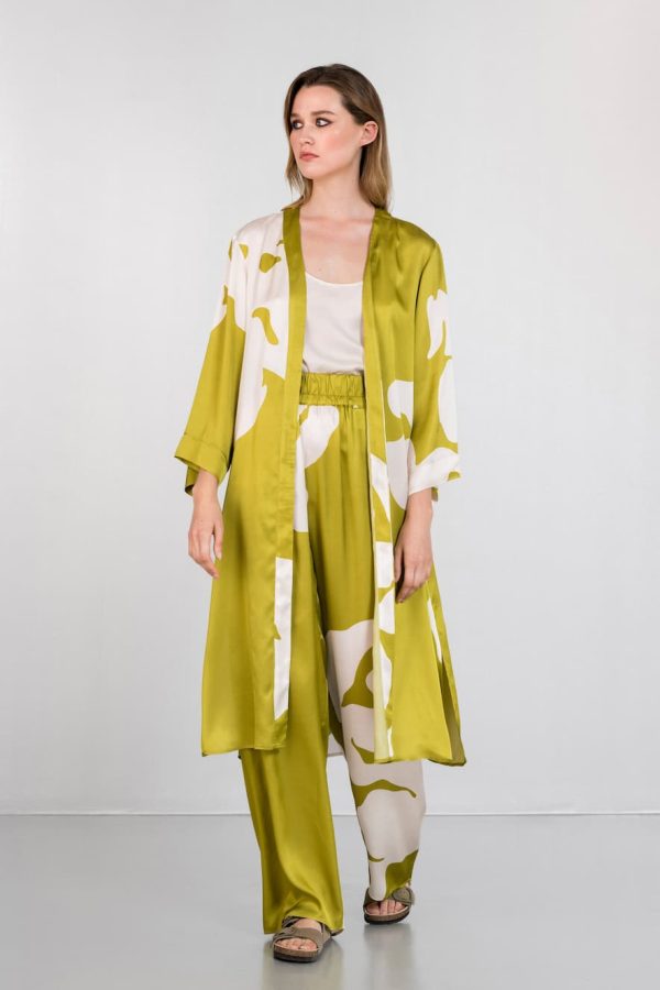 Philosophy Satin Print Kimono Lime