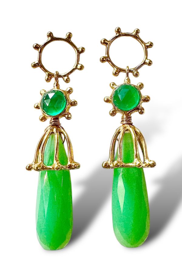 Tonia Makri Earrings Green Onyx Chrysoprase