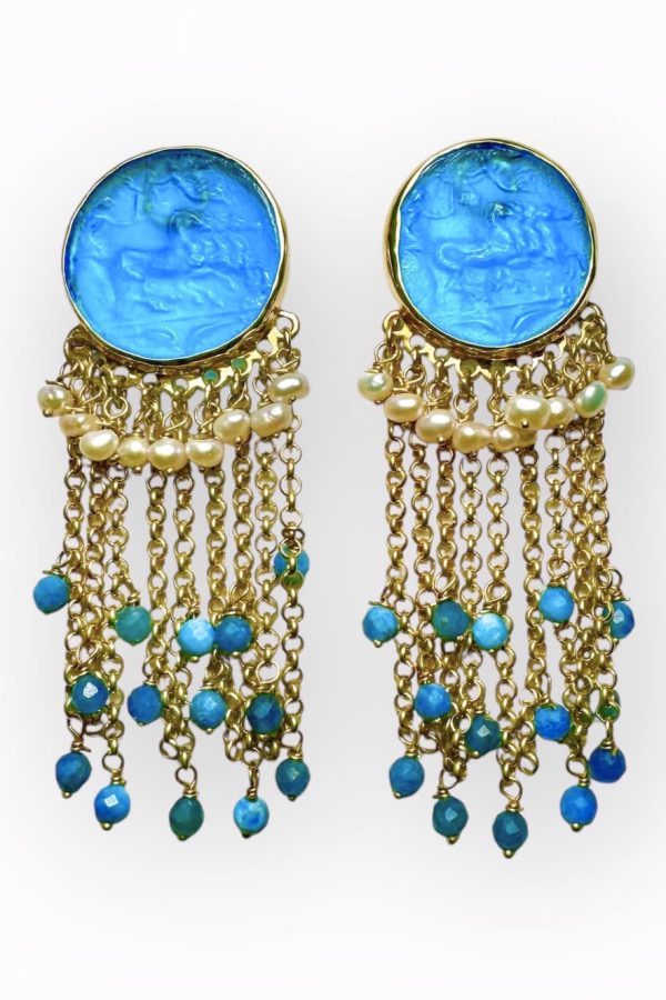 Tonia Makri Earrings Venetian Glass Pearls Agates