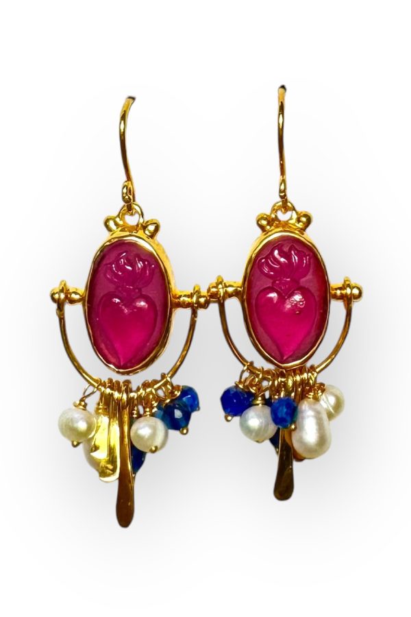 Tonia Makri Earrings Venetian Glass Perls Kyanites