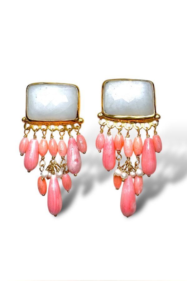 Tonia Makri Earrings White Agates Coral