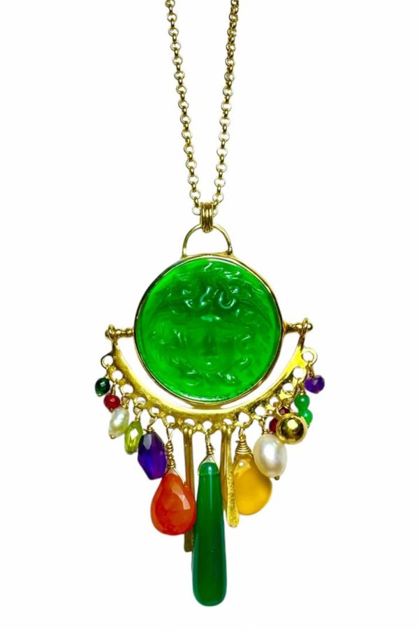 Tonia Makri Necklace Venetian Glass Green Onyx