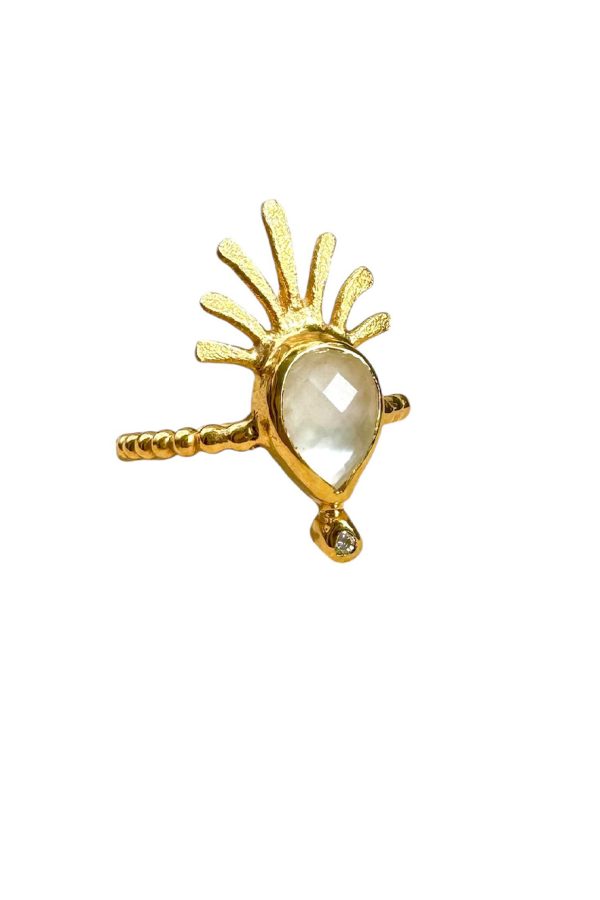 Tonia Makri Ring Mother of Pearl Crystal Quartz Diamond