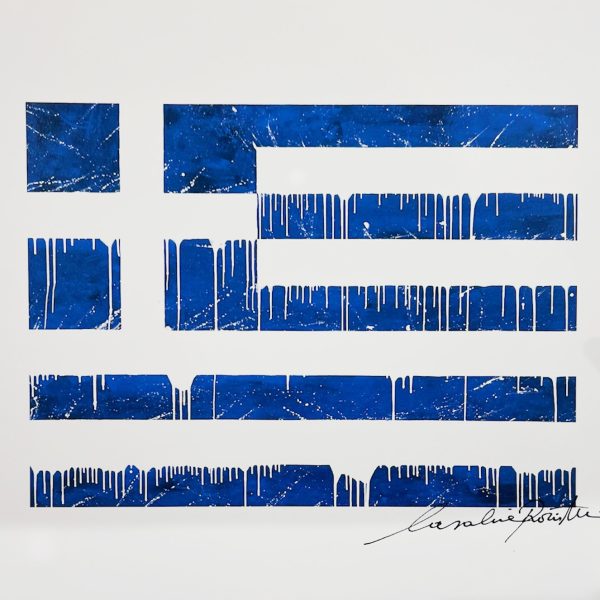 Carolina Rovithi Crying Greek Flag Small 21,5cm X 21,5cm