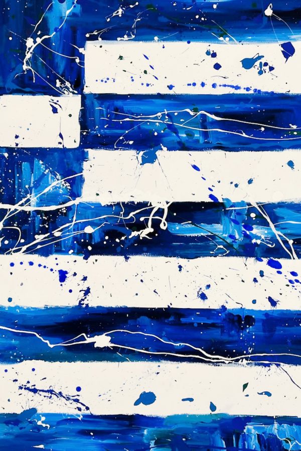Carolina Rovithi Splashing Greek Flag 60cm X 44cm