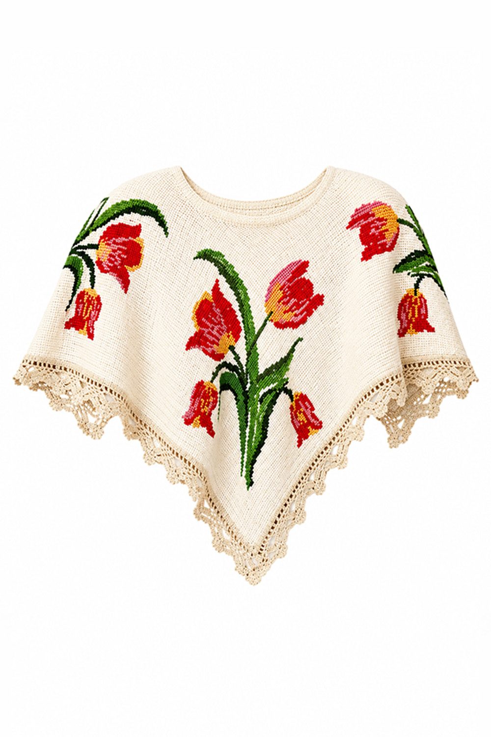 celia dragouni poncho with flowers hand knitted22