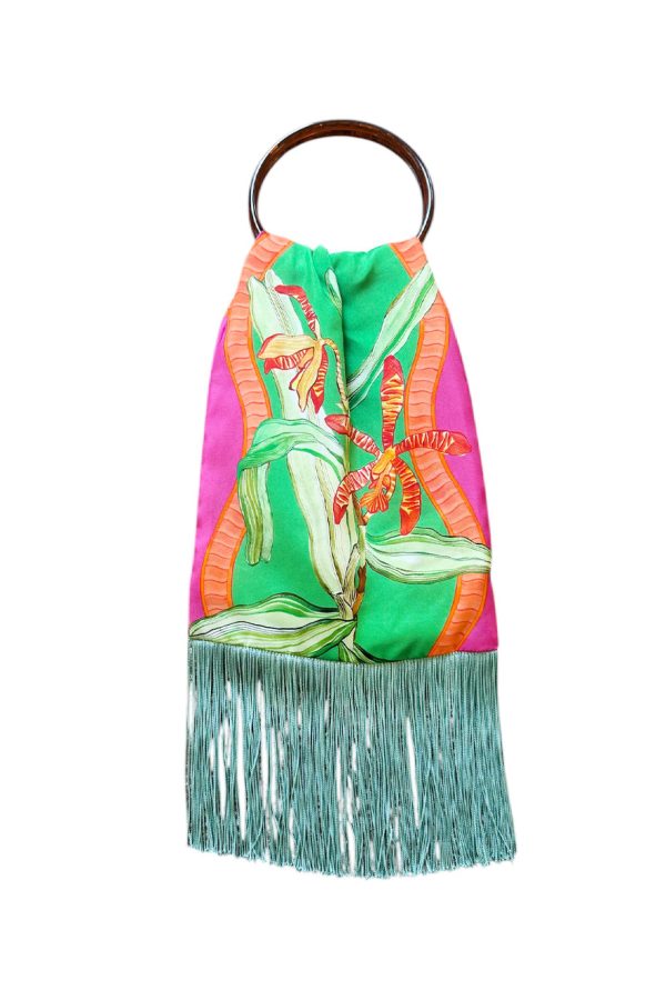 Eleni Malami Small Silk Fringe Bag Sage