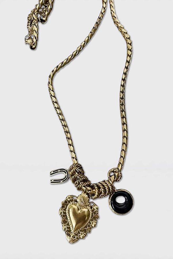 Ifigenia Loukou Heart Horseshoe Chain Black