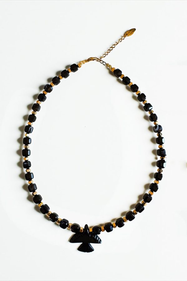 Ifigenia Loukou Necklace Cat Eye Stones with Aito Black