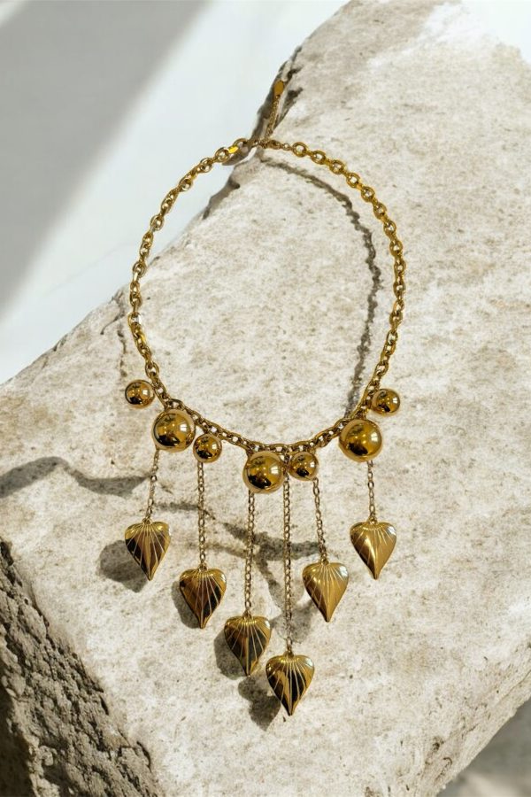 Ifigenia Loukou Necklace with Ball Chain and Heart Pendants