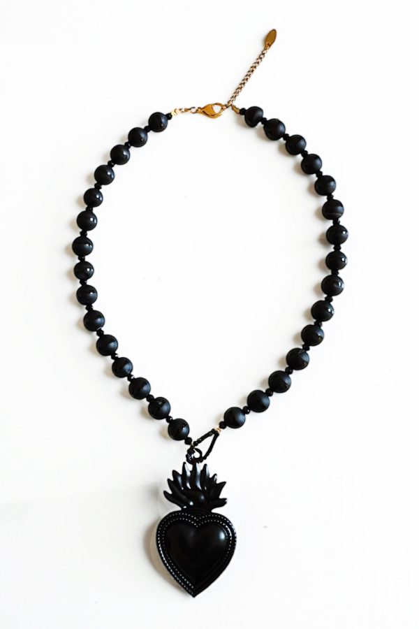 Ifigenia Loukou Sacred Heart Necklace with Black Onyx