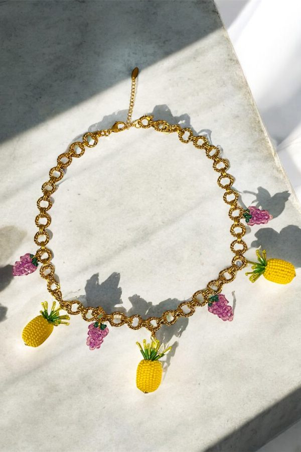 Ifigenia Loukou Necklace with Pineapples and  Βlueberries