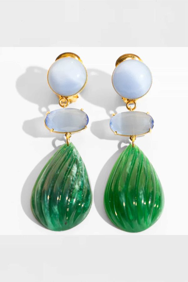 Katerina Psoma Memphis Green Drop Earrings