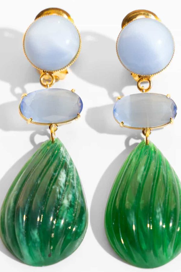 Katerina Psoma Memphis Green Drop Earrings