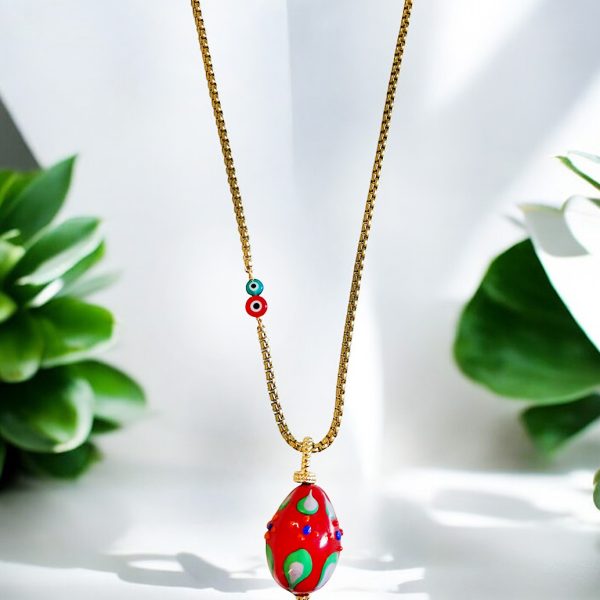 Katerina Psoma Necklace Big Red Fiorato Muran