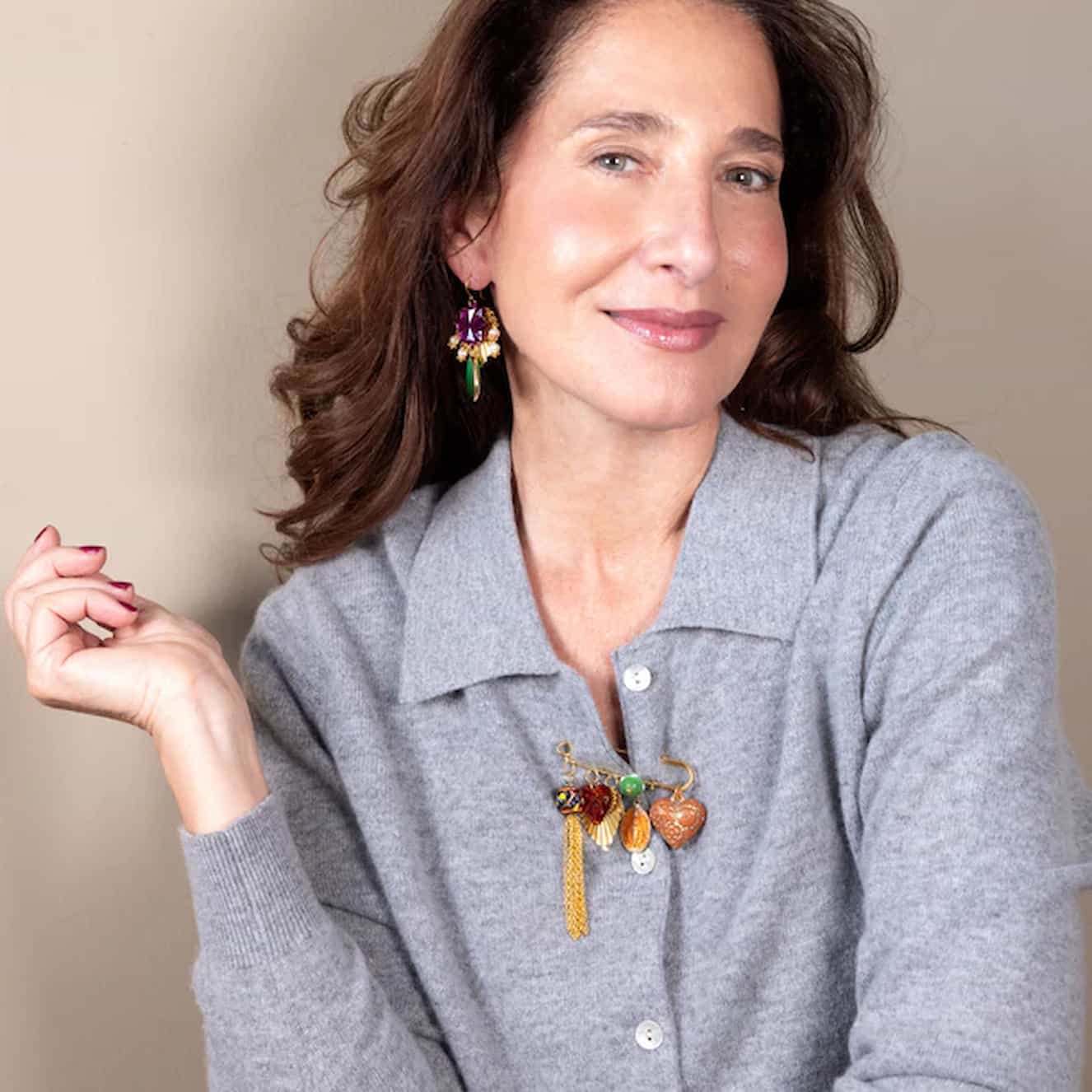 Katerina Psoma Noto Brown Pin Brooch - Image 2