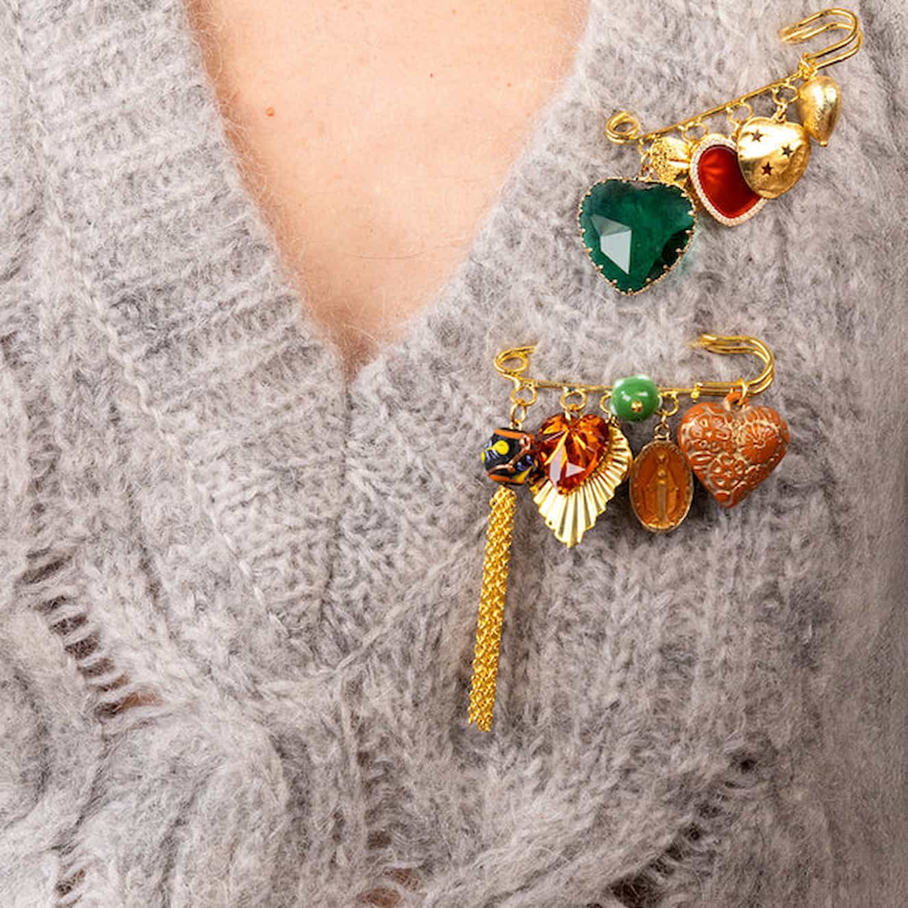 Katerina Psoma Noto Brown Pin Brooch - Image 3