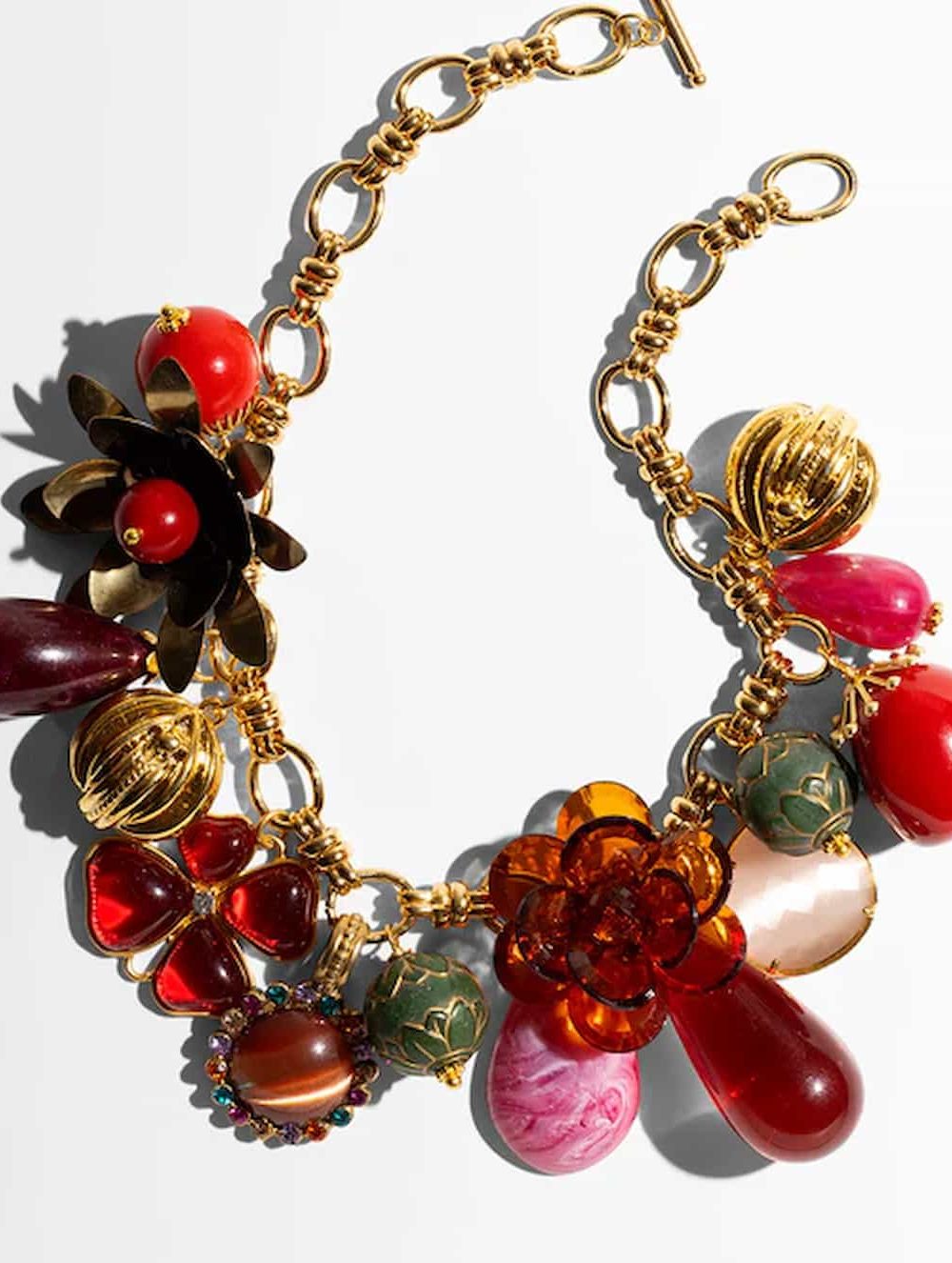 katerina psoma olivia red flower short necklace1