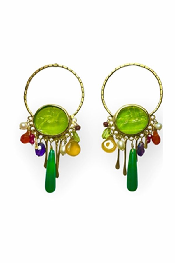 Tonia Makri Earrings Venetian Glass Pearls Cornelian Fux Zant