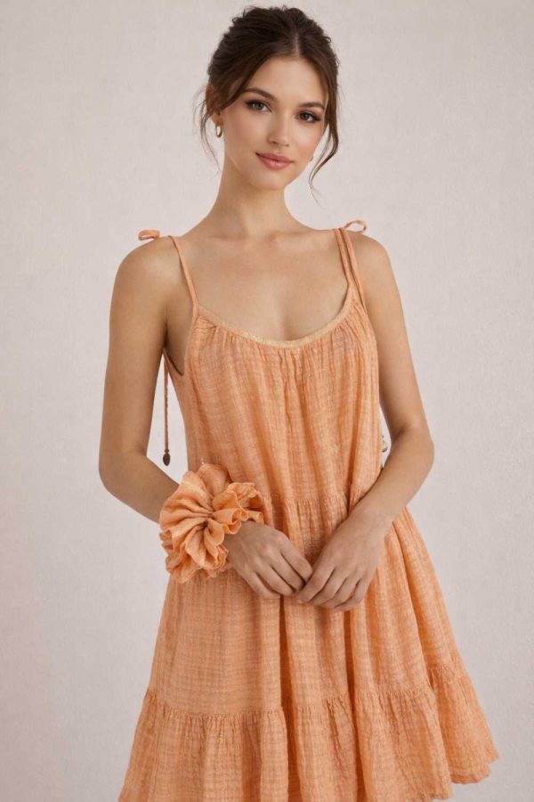 Christian Zen Mirabella Maxi Lurex Dress Apricot