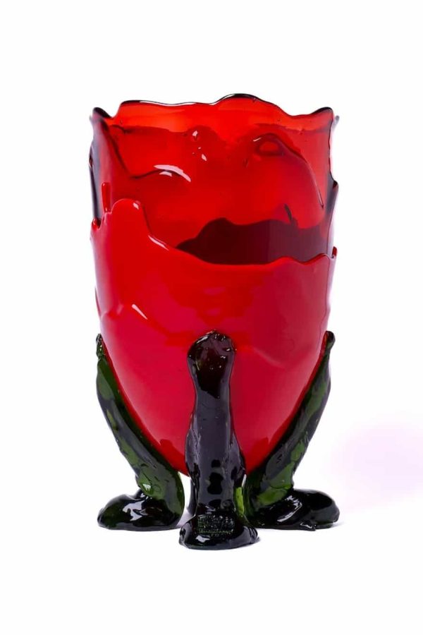 Corsi Clear Vase Extra Colour Dark Ruby Matt Red Bottle Green