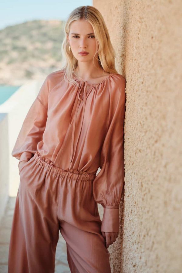 Devotion Lyocell Satin Powder Blouse