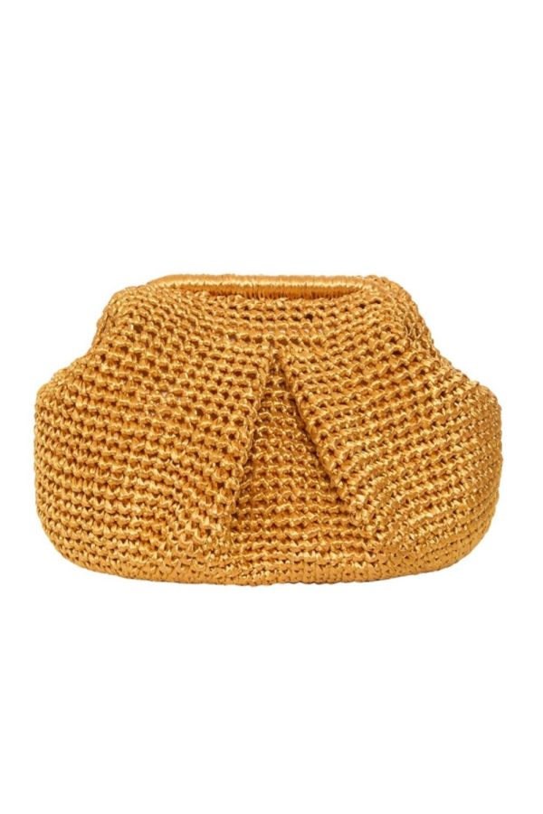 G&K Handcrafters Raffia Papillon Clutch Gold