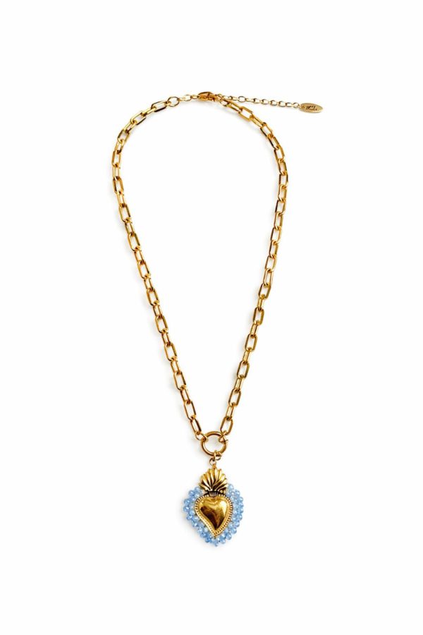 Ifigenia Loukou Heart Necklace with Beads Gray