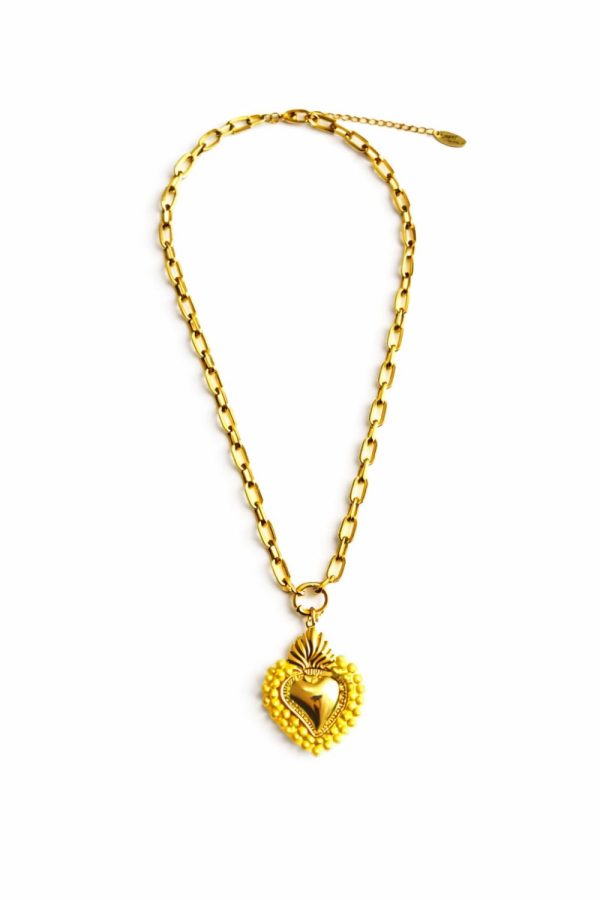 Ifigenia Loukou Heart Necklace with Beads Yellow