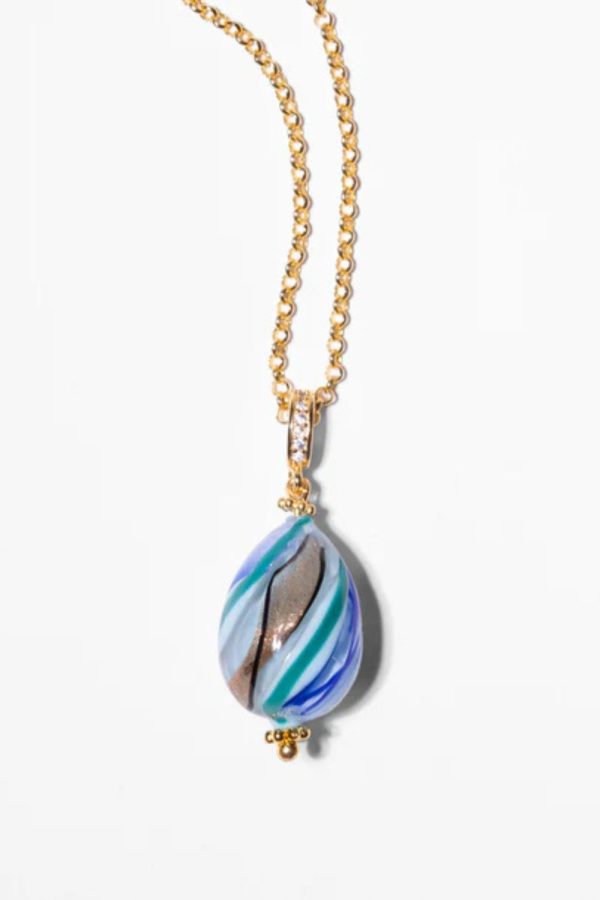 Katerina Psoma Mini Blue Multicolor Murano Egg Pendant