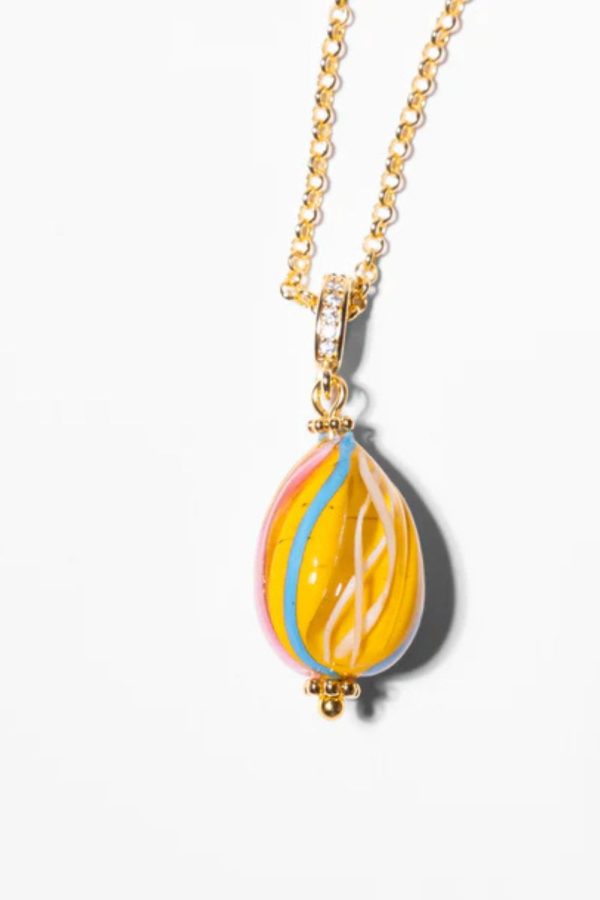 Katerina Psoma Mini Yellow Multicolor Murano Egg Pendant