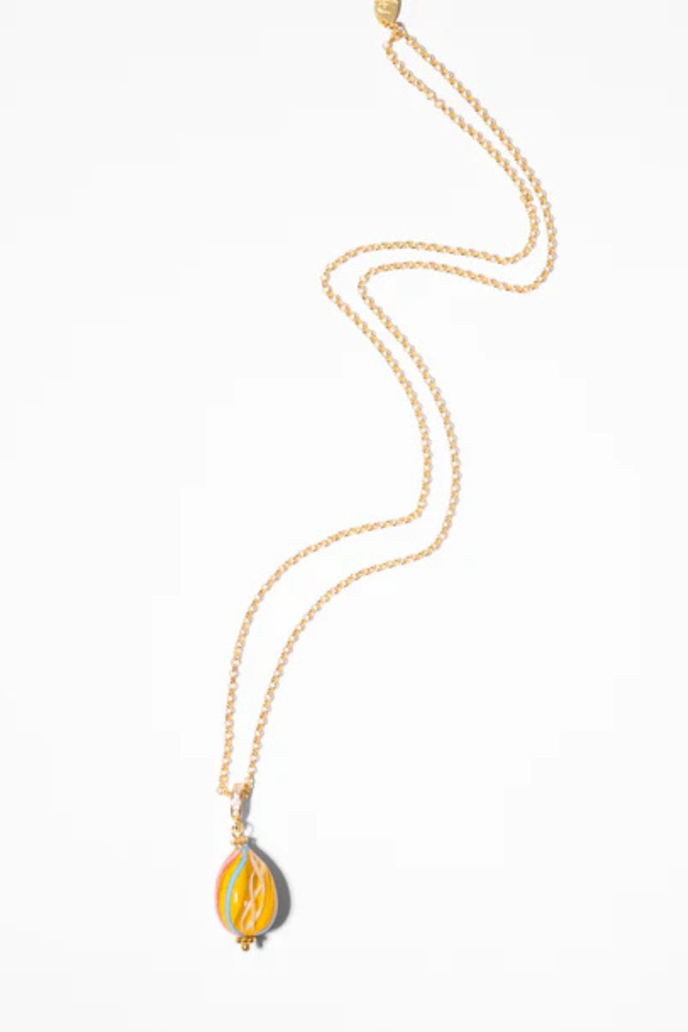 Katerina Psoma Mini Yellow Multicolor Murano Egg Pendant - Image 2