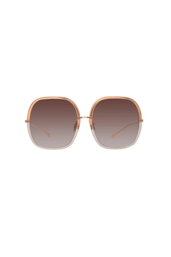 Linda Farrow Celia Sunglasses in 18K Rose Gold and Mocha