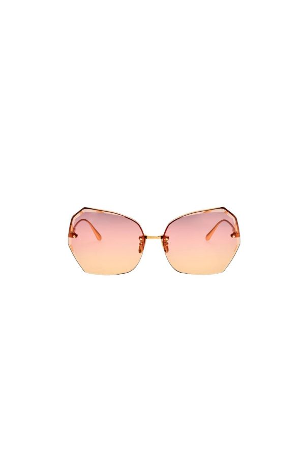 Linda Farrow Lila Sunglasses in 22k Gold and Sunset Gradient