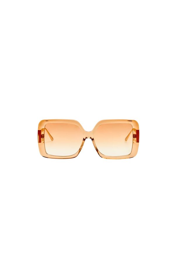 Linda Farrow Macy Vista Temple Sunglasses in Honey