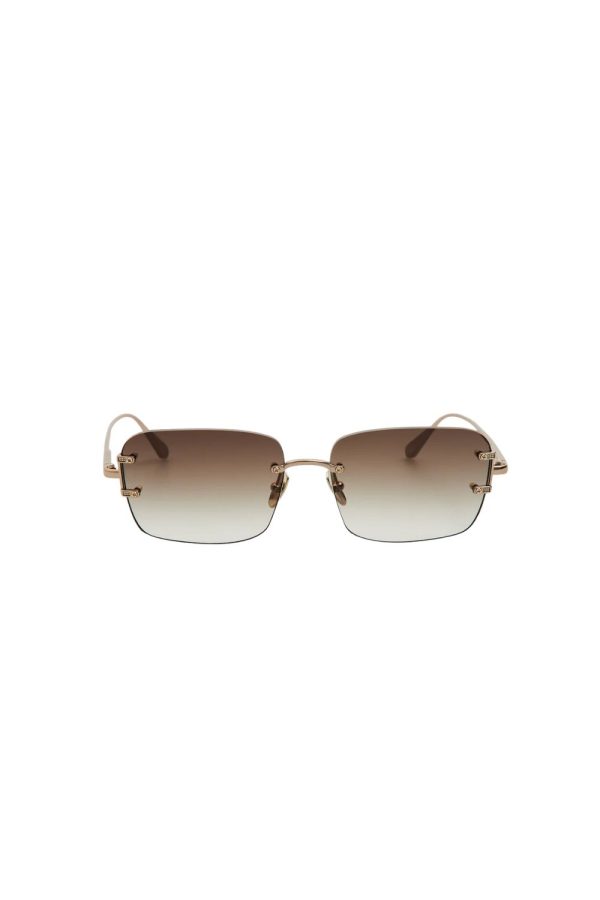 Linda Farrow Sasha Sunglasses in 22K Gold and Mocha