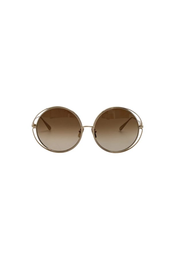 Linda Farrow Sasha Sunglasses in 22K Gold and Mocha