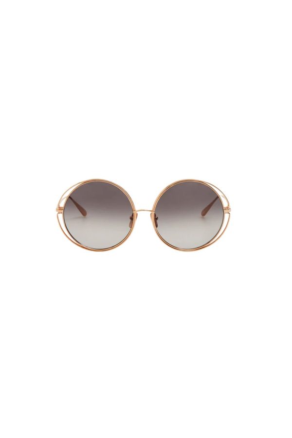 Linda Farrow Selene Sunglasses in 18K Rose Gold and Grey