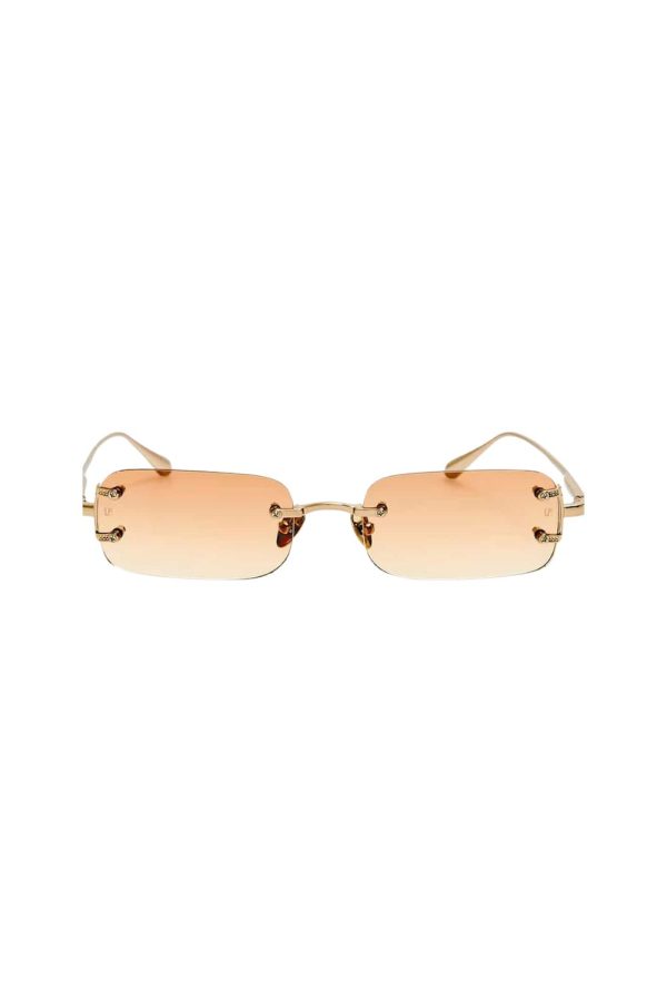 Linda Farrow Taylor Sunglasses in 22K Gold and Camel