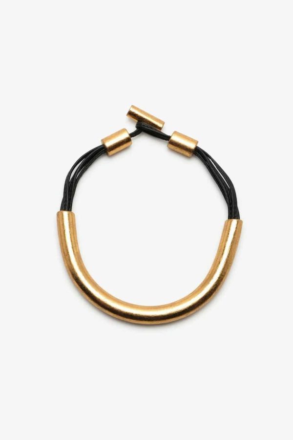 Monies Necklace Acrylic Goldfoil Leather Canberry