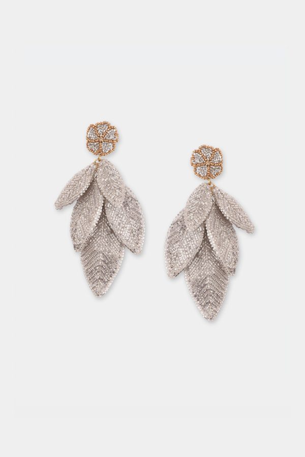 Olivia Dar Leaf Earrings Silver