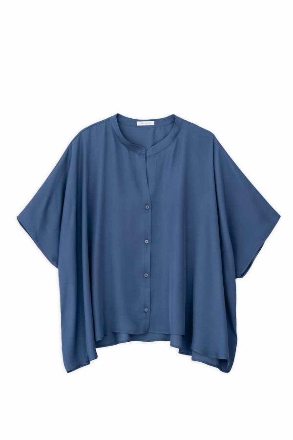 Philosophy Oversized Satin Shirt Blue