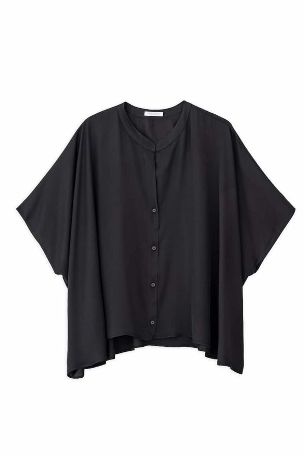 Philosophy Oversized Satin Shirt Off Black