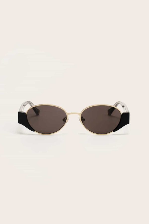 ZEUS+DION Oval-Shaped Sunglasses With Metallic Details Black gold