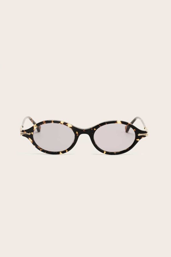 ZEUS+DION Oval-Shaped Sunglasses With Metallic Details Brown Tortoise