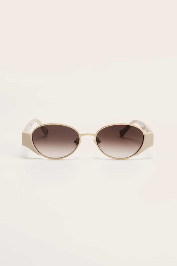 ZEUS+DION Oval-Shaped Sunglasses With Metallic Details Gold Milky Grey