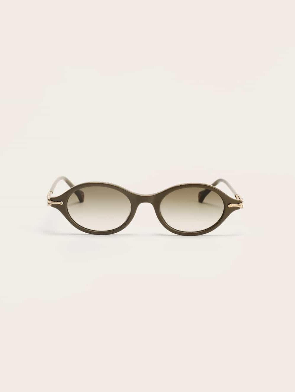zeusdion oval shaped sunglasses with metallic details khaki1