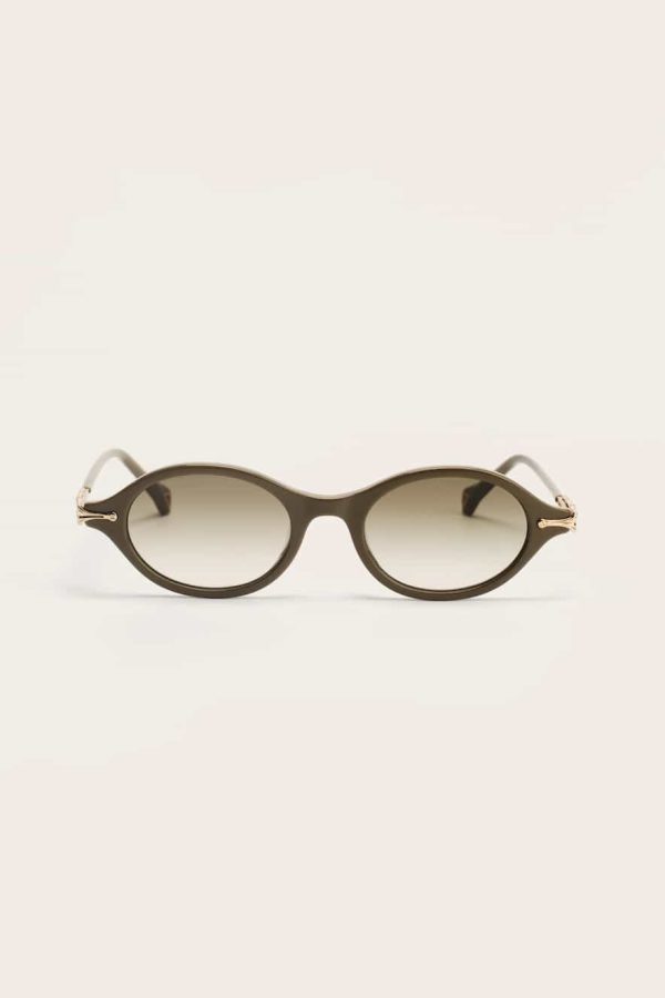 ZEUS+DION Oval-Shaped Sunglasses With Metallic Details Khaki